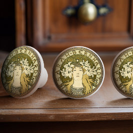 アルフォンスミュシャサラ・ベルンハルトアールヌーボーヴィンテージ セラミックノブ