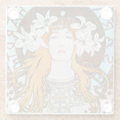 アルフォンスミュシャサラ・ベルンハルトヴィンテージアールヌーボー ガラスコースター (裏面)