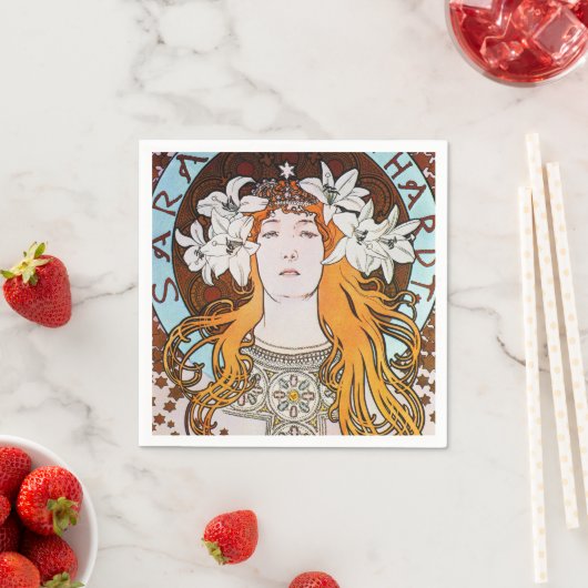 アルフォンスミュシャサラ・ベルンハルトヴィンテージアールヌーボー スタンダードカクテルナプキン (インサイチュ)