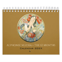 アルフォンスミュシャザ12ヶ月ヴィンテージアールヌーボー