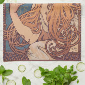 アルフォンスミュシャジョブアールヌーボー女性 キッチンタオル (折り畳み)