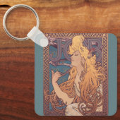 アルフォンスミュシャジョブアールヌーボー女性 キーホルダー (正面)