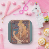 アルフォンスミュシャジョブアールヌーボー女性 ペーパープレート (パーティー)