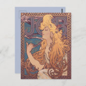 アルフォンスミュシャジョブアールヌーボー女性 ポストカード (正面/裏面)