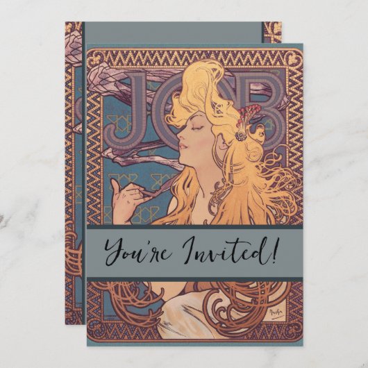 アルフォンスミュシャジョブアールヌーボー女性 招待状 (正面/裏面)