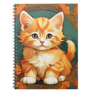 アルフォンスミュシャスタイルオレンジキャット ノートブック