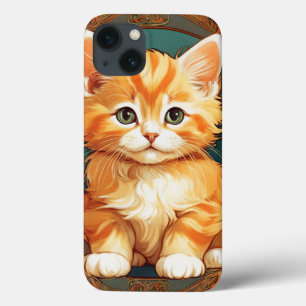 アルフォンスミュシャスタイルオレンジキャット iPhone 13ケース
