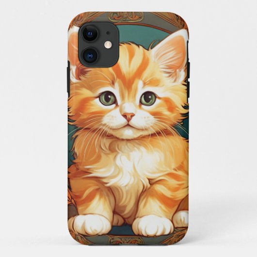 アルフォンスミュシャスタイルオレンジキャット Case-Mate iPhoneケース (裏面)