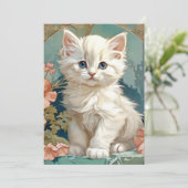 アルフォンスミュシャスタイルホワイトキャット 案内状 (スタンド正面)