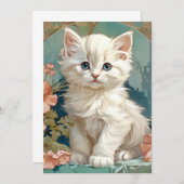 アルフォンスミュシャスタイルホワイトキャット 案内状 (正面/裏面)