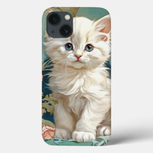 アルフォンスミュシャスタイルホワイトキャット iPhone 13ケース