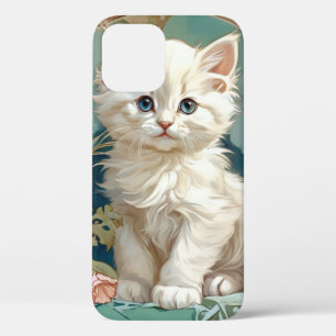 アルフォンスミュシャスタイルホワイトキャット iPhone 12ケース