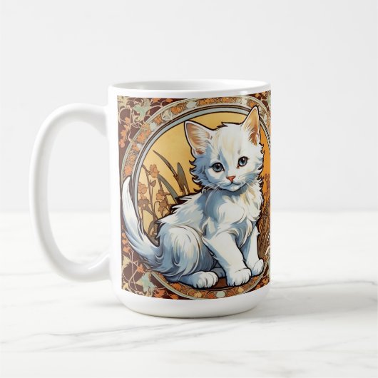 アルフォンスミュシャスタイル猫 コーヒーマグカップ (左)