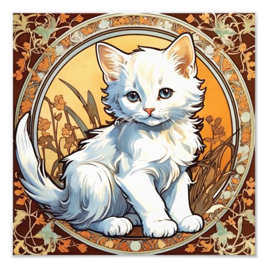 アルフォンスミュシャスタイル猫 フォトプリント            (正面)