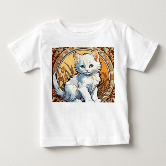 アルフォンスミュシャスタイル猫 ベビーTシャツ (正面)