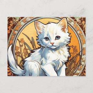 アルフォンスミュシャスタイル猫 ポストカード