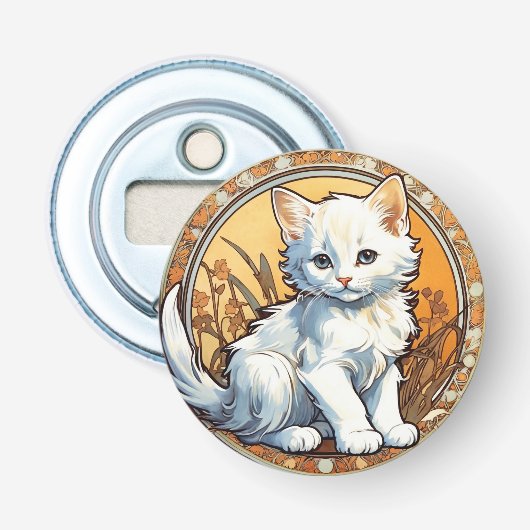 アルフォンスミュシャスタイル猫 栓抜き (正面)