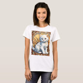 アルフォンスミュシャスタイル猫 Tシャツ (正面フル)