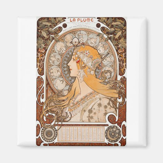 アルフォンスミュシャゾディアケまたはラプルーム マグネット (正面)