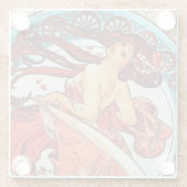 アルフォンスミュシャダンスヴィンテージアールヌーボー絵画ズ ガラスコースター (裏面)