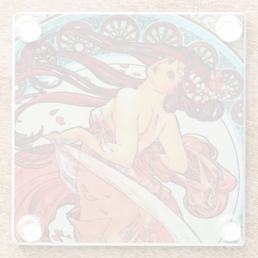 アルフォンスミュシャダンスヴィンテージアールヌーボー絵画ズ ガラスコースター (裏面)