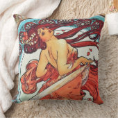 アルフォンスミュシャダンスヴィンテージアールヌーボー絵画ズ クッション (ブランケット)