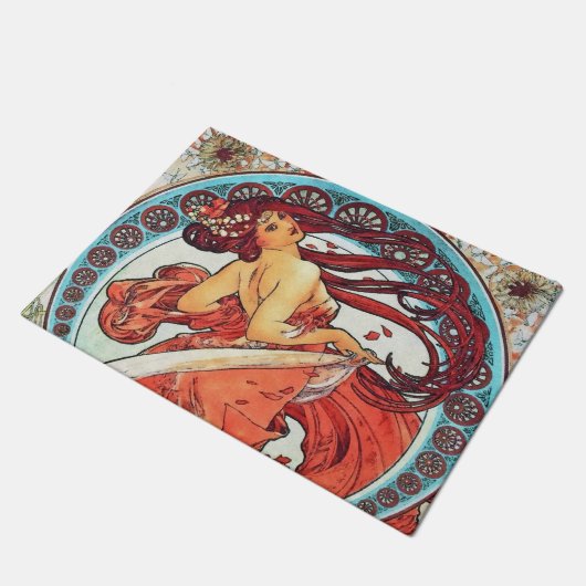 アルフォンスミュシャダンスヴィンテージアールヌーボー絵画ズ ドアマット (アングル)