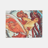 アルフォンスミュシャダンスヴィンテージアールヌーボー絵画ズ フリースブランケット (正面(横))