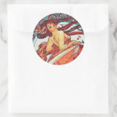 アルフォンスミュシャダンスヴィンテージアールヌーボー絵画ズ ラウンドシール (バッグ)