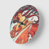 アルフォンスミュシャダンスヴィンテージアールヌーボー絵画ズ ラウンド壁時計 (傾斜)