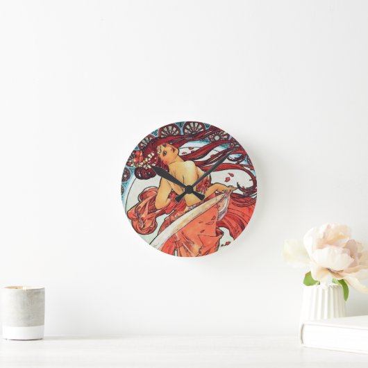 アルフォンスミュシャダンスヴィンテージアールヌーボー絵画ズ ラウンド壁時計 (ホーム)