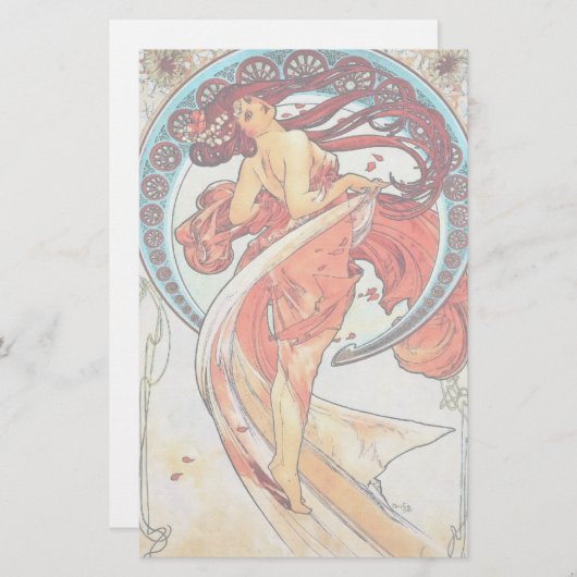 アルフォンスミュシャダンスヴィンテージアールヌーボー絵画ズ 便箋 (正面/裏面)