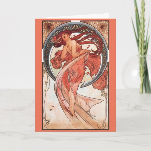 アルフォンスミュシャダンス1898アールヌーボーヴィンテージ カード (正面)