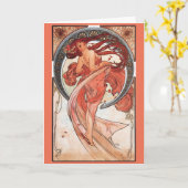 アルフォンスミュシャダンス1898アールヌーボーヴィンテージ カード (黄色い花)