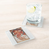 アルフォンスミュシャダンス1898アールヌーボーヴィンテージ ガラスコースター (アングル)