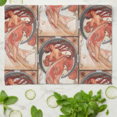 アルフォンスミュシャダンス1898アールヌーボーヴィンテージ キッチンタオル (折り畳み)