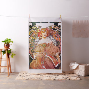 アルフォンスミュシャデイドリームフローラヴィンテージアールヌーボー ファブリック
