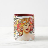 アルフォンスミュシャデイドリームフローラヴィンテージアールヌーボー マグカップ (中央)