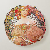 アルフォンスミュシャデイドリームフローラヴィンテージアールヌーボー ラウンドクッション (裏面)
