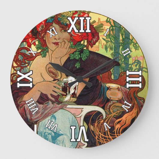 アルフォンスミュシャビエレスデラミューズ ラージ壁時計 (正面)