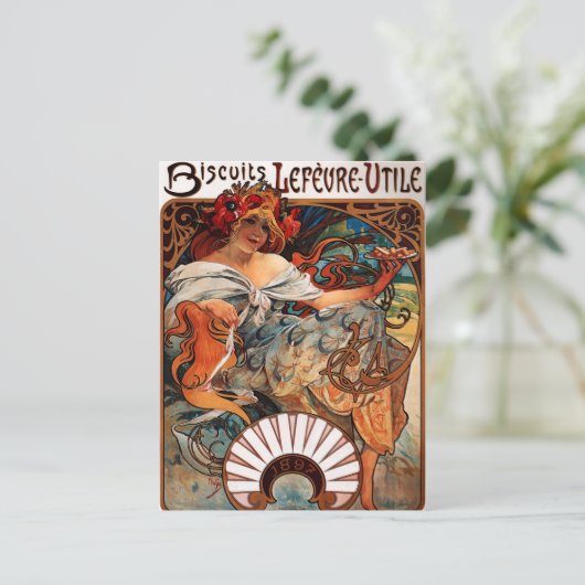 アルフォンスミュシャビスケットレフェヴルユールポストカード ポストカード (スタンド正面)