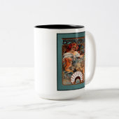 アルフォンスミュシャビスケットLefevre-Utile Speckled From ツートーンマグカップ (正面右)