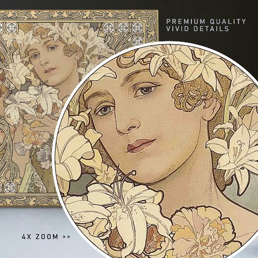 アルフォンスミュシャフラワーズアールヌーボーヴィンテージ タイル