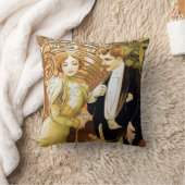 アルフォンスミュシャフリートヴィンテージロマンチックアールヌーボー クッション (ブランケット)