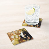 アルフォンスミュシャフリートヴィンテージロマンチックアールヌーボー スクエアペーパーコースター (インサイチュ)