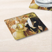 アルフォンスミュシャフリートヴィンテージロマンチックアールヌーボー スクエアペーパーコースター (アングル)