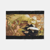 アルフォンスミュシャフリートヴィンテージロマンチックアールヌーボー フリースブランケット (正面(横))