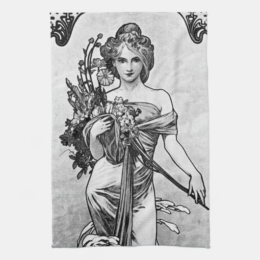 アルフォンスミュシャブロークン キッチンタオル (縦)