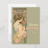 アルフォンスミュシャプリムローズCC0637誕生日はがき ポストカード (正面/裏面)