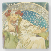 アルフォンスミュシャプリンセスヒヤシンスアールヌーボー ストーンコースター (正面)